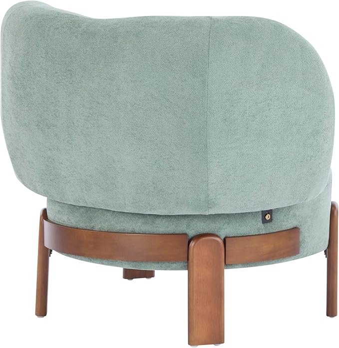 Christopher Knight Home Lily Solid Wood Wingback Accent Chair Fabric Upholstered Club Chair Curved Backrest Single Sofa Comfy Reading Lounge Chair for Living Room Soft Cushion Seating Green