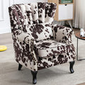 Accent Reading Arm Chairs Midcentury Modern Comfy Corner Sofa Chair Wingback Waiting Room Club Chair with Channel Back for Living Room/Bedroom/Reception Room Fabric Cow