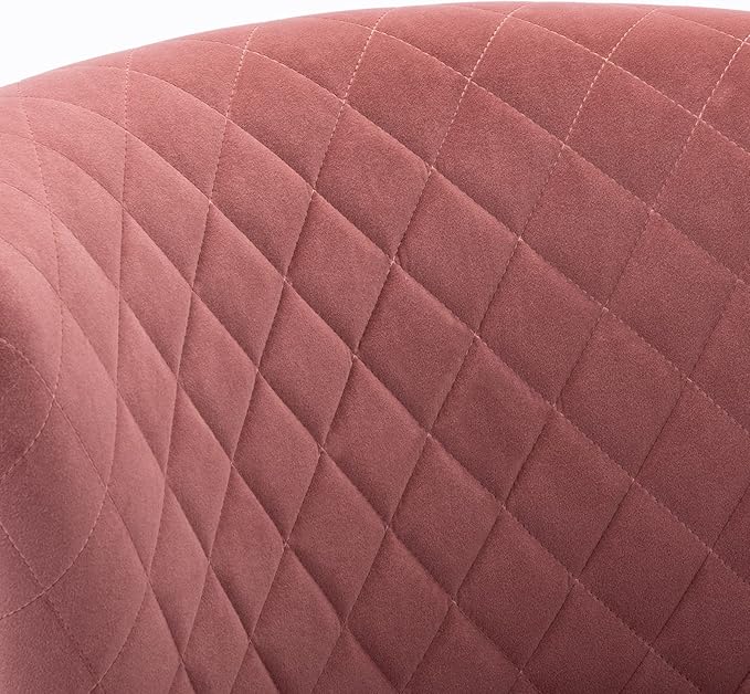 DUHOME Velvet Accent Chair Armless Slipper Vanity Makeup Chair with Back Upholstered Sofa Chair with Golden Legs Barrel Chair for Living Room Bedroom Pink
