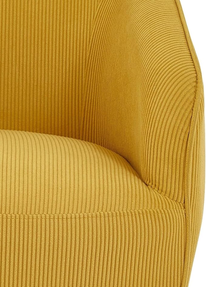 Modern Corduroy Accent Chair with Gold Metal Legs Channel Back Design and Soft Upholstery Comfortable Seating for Living Room Bedroom or Office Yellow