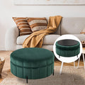 31.5 Velvet Round Storage Ottoman GreenReversible Lid Upholstered Ottoman Coffee TableCircle Foot Stool for Living RoomBedroom