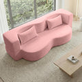 Modern Convertible Sleeper Sofa BedCompact Couch Loveseat Sofa Curved Seating Floor Couch Comfy Teddy Fabric SofaSoft Cloud Couch with Pillows for Apartment Living Room Bedroom (Pink)
