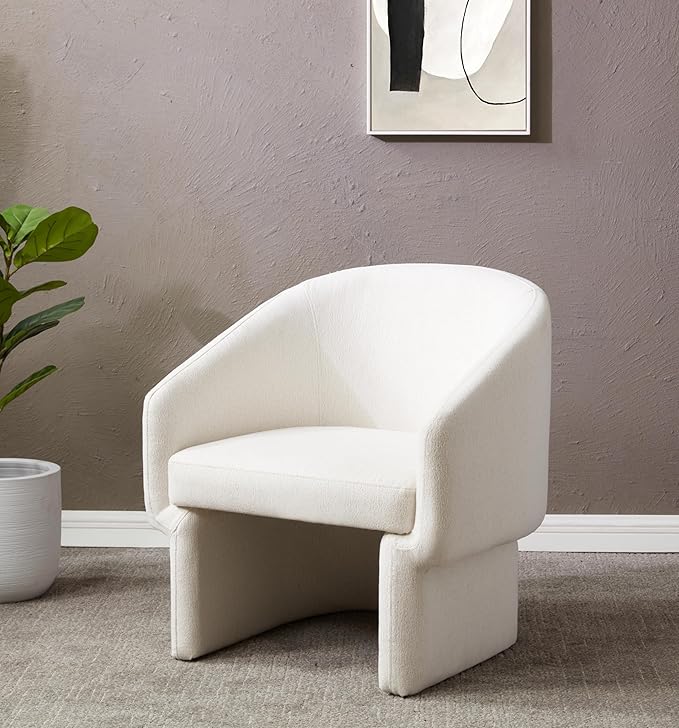 SAFAVIEH Couture Collection Susie Ivory Boucle Barrel Back Accent Chair (Fully Assembled)