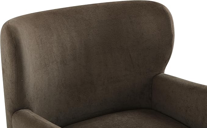 Christopher Knight Home Dolly Mid-Century Modern Velvet Upholstered Wingback Club Chair Living Room Lounge Chair for Relaxation Reading Armchair Solid Wood Living Room Accent Chair Dark Brown