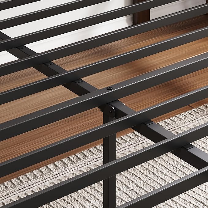 14in High Solid Bamboo Wood Platform Twin XL Bed Frame with Headboard Reinforced Heavy Duty Metal Slats Noise Free No Box Spring Needed Easy Assembly Walnut