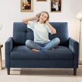Vipbear 50 Small Loveseat Sofa Small Couch for Living Room Bedroom Office Comfy Love Seat with Deep Seat Spring Cushion Solid Wood Frame Tool-Free Assembly Navy Blue Chenille