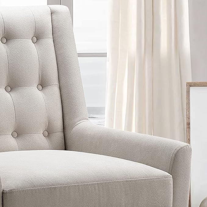 Rosevera Accent Chair - Mid-Century Modern Upholstered Armchair for Living Room or Bedroom - Comfy Reading Chair with Footrest Small Accent Chair - Pearl Velvet