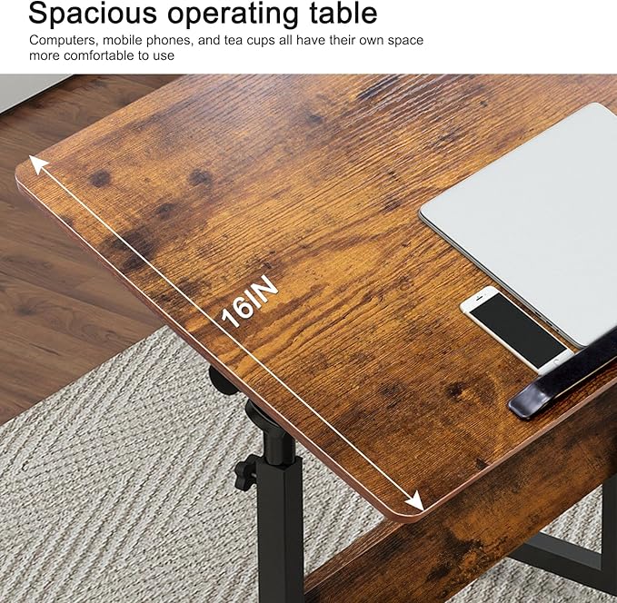 KOUPA Height Adjustable Mobile Standing Desk 16×24 in360° Flip Desk Stand Desks Home Office Table Standing for Small Space OfficesEasy to Assemble(Adjustable Height: 32in-47in)