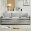 89 Oversized Cozy Upholstered 3-Seater Sofa Comfy Cloud Sofa with Detachable Lumbar Pillow Chenille Fabric Cloud Sofa Double Cushion Couch for Living Room (Light Grey-3c)