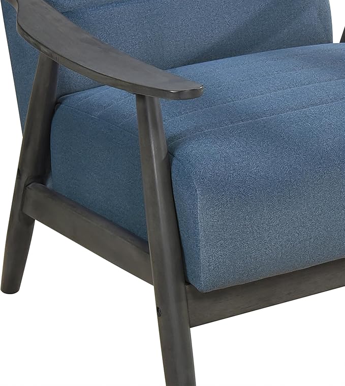 Casual Transitional Accent Chair 1pc Blue Fabric Upholstery Dark Gray Frame Solid Wood Living Room Furniture