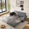 93.7 King Size Chesterfield 3-seat Pull Out Sofa Bed Leather Sofa Bed with Nailhead Trim and Rolled Arm 3-in-1 Sofa Sleeper for Living Room Apartment Office Grey