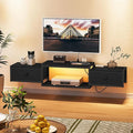 Snughome Floating TV Stand Wall Mounted with Power Outlet 55 Floating Entertainment Center with LED Lights Floating TV Shelf with Drawer Wall Mounted Media Console Shelf for Living Room Bedroom