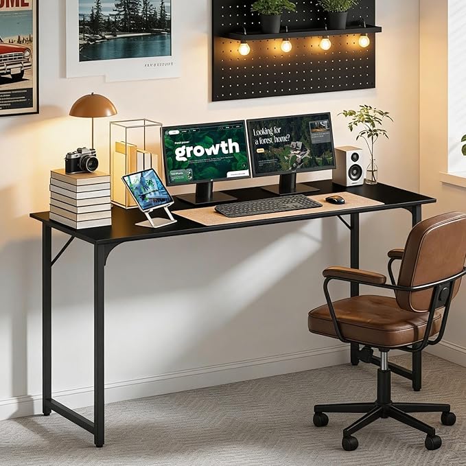BestOffice Computer DeskHome Office Desk Modern Simple Style for Home Office Study Writing (Black 55 Inch)