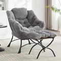 Lazy Chair with Ottoman Comfy Lounge Chair for Reading Relaxing and Napping Perfect for Living Room Bedroom or Office Grey