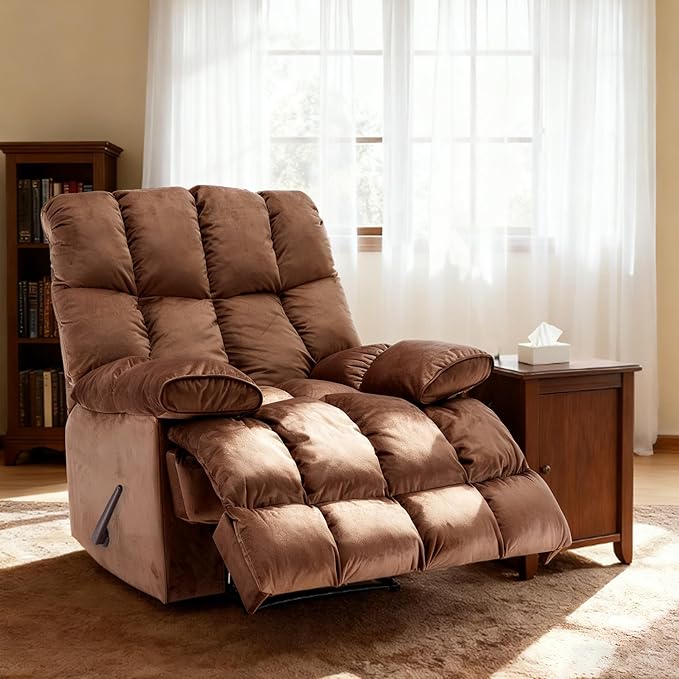 Manual Adjustable Oversized Recliner Chair with Phone Holder Extra Large Recliner for Heavy Duty Adults 400lbs Big Man Recliners for Living Room Nursery RV