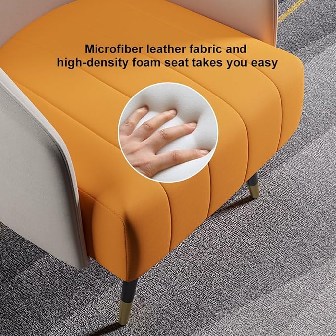 homary Leather Accent Chair with High Back Microfiber Upholstery Comfy Chair for Bedroom Reading Corner Living Room Chairs (White)
