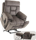 Dual Motor Lay Flat Lift Chairs Recliners - Extra Wide Big Man Recliner with Heat &amp Massage - Hidden Cup Holder - 400 lbs Capacity