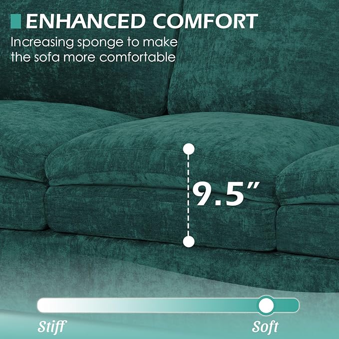 69” Chenille Loveseat Sofa w/Arm Pillows Upholstered 2-Seater Sofa w/Comfortable Back Cushions Modern 2 Seats Couch w/High-Density Foam for Living Room Apartment Office Teal