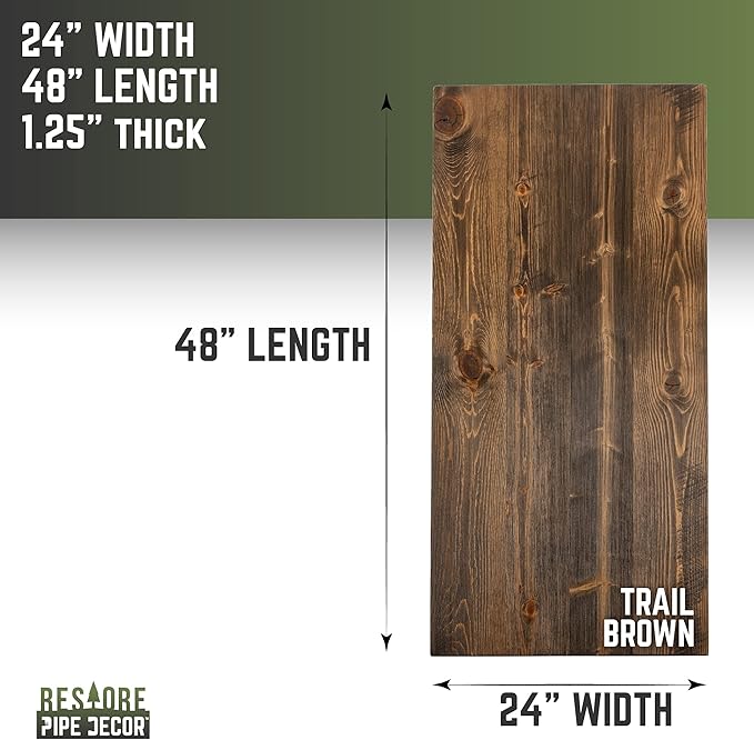 Restore by Pipe DÉCOR Solid Wood Office Desk Top Reclaimed Ponderosa Pine Wood in Trail Brown 48 in. x 24 in. x 1.25 in.