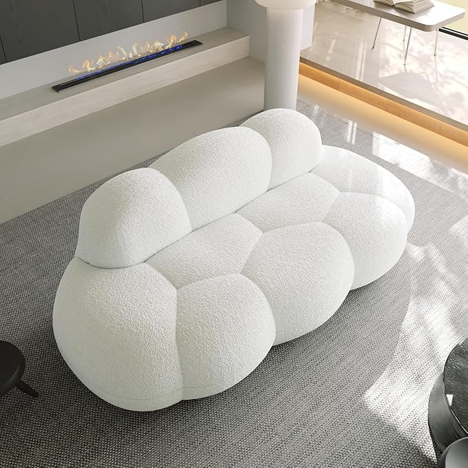 JACH Cloud Shaped Couches for Living Room Modern Comfy Upholstered Sofa Cloud Shaped Leisure Sofa Upholstered Couch for Bedroom Apartment Small Space (White No Assembly Required)