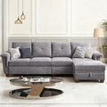 4-Seat Sectional Couches for Living Room Bedroom Office with Storage L Shape Convertible Sectional Sofa Couch with Ottoman and Cup Holders Light Grey