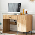 Desks with Drawers 47 inch Farmhouse Style Office Desk with File Drawer &amp Storage Cabinet - Home Computer Workstation Natural Oak