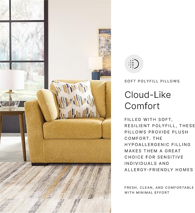 Signature Design by Ashley Keerwick Scandinavian Sofa with 4 Toss Pillows Yellow