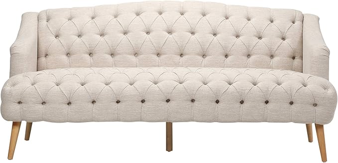 Modern Wingback Tufted Velvet Loveseat 73.25 3 Seat Sofas Settee Bench Banquette Chesterfield Love Seat with High Back Thick Padded Cushioned Upholstered Couch for Living Room Victorian Beige