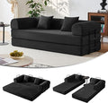 5-in-1 Convertible Sofa Bed No Assembly 79 Fixed Steel Frame Sleeper with High-Resilience Foam Corduroy Modular Couch Foldable for Small Space Apartment Studio (Black)