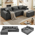 Oversize Boneless Couch for Living Room Comfort L Shaped Cloud Couch Sectional with Deep Seat and Movable OttomanModular Sectional Sofa with 5 PillowsNo Assembly RequiredGrey