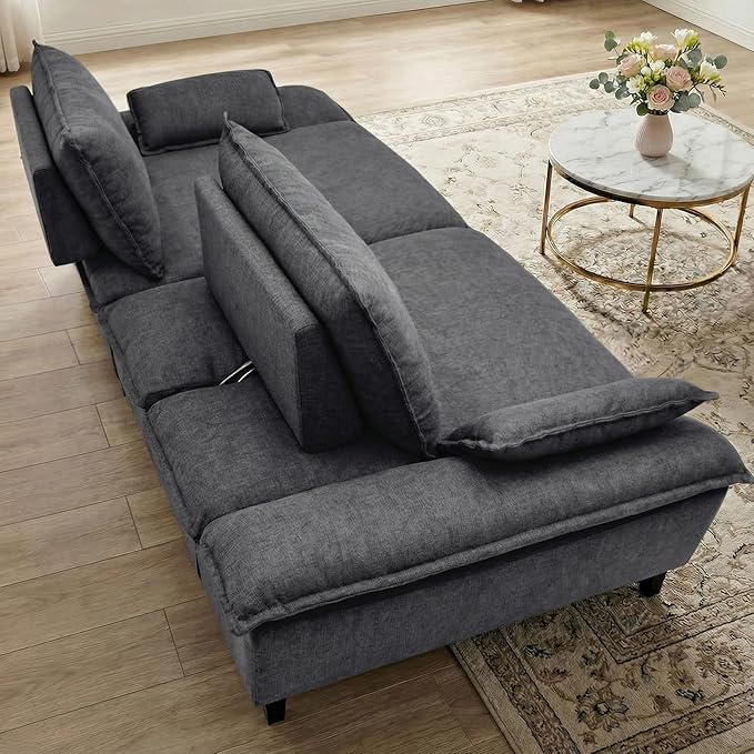 114” Oversized Sectional Sofa – Sailboat Cloud Couch with Adjustable Backrest Extra Deep &amp Wide Seats Modern Sleeper Sofa for Living Room (Grey 114-inch)
