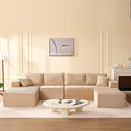 138 Boneless Couch with Deep Seat Set of Modular Sectional Sofa Cloud Sectional Couch for Living Room No Assembly Required Corduroy U-Shape 4 Seater Left Camel