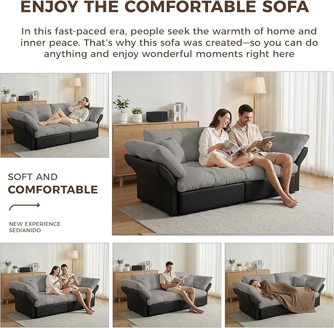 74.8 Queen Pull Out Couch BedVelvet Convertible Pull-Out Sofa Bed with Side Pockets3-in-1 Queen-Size Sleeper SofaSleeper Loveseat for Living RoomApartmentOffices (Grey)