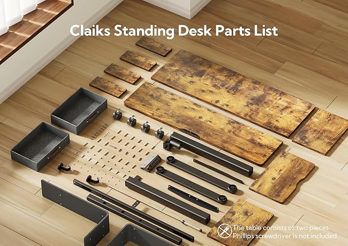 Claiks Standing Desk with Drawers Adjustable Stand Up Electric Standing Desk Adjustable Height with Storage Shelf and Splice Board 63 Inch Rustic Brown