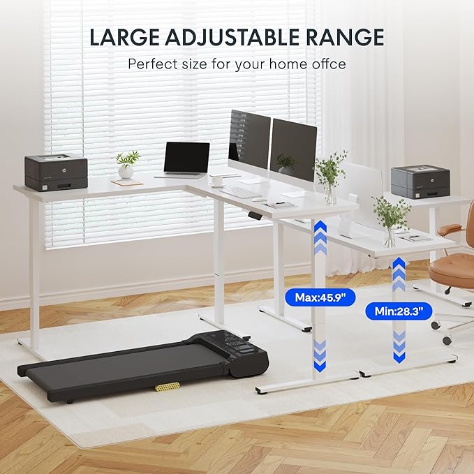FLEXISPOT L Shaped Standing Desk 63 x 47 Inch Electric Height Adjustable Corner Desk Sit Stand Computer Workstation Preset Controller Home Office White Frame with White Top