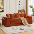 KEIKI 82 Corduroy Modular Sectional Sofa Bed with 5 Pillows &amp 2 Side Pocket &amp 2 Cup Holders Convertible 3-Seater Sleeper Couch with Memory Foam Cushion No Assembly Required for Living Room