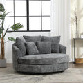 Chifee &amp Vingol 59.8 W Oversized Accent Barrel Chair Large Round Chair with WheelsGrey