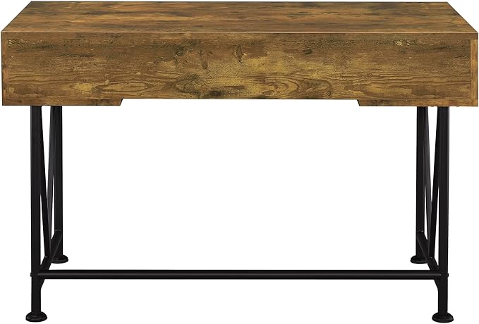 Coaster Home Furnishings - Analiese - Metal and Wood - 2-Piece Computer Desk and Bookcase Set with Three Storage Drawers Four-Shelf Bookcase - Farmhouse - Home Office - Rustic Nutmeg - 801541-S2