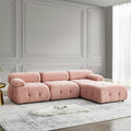 Bellemave L-Shape Sofa Couch Modular Sectional Sofa with Reversible Ottoman Velvet Upholstered Free Comnination Couch with Button Tufted Design Modern Oversized Couch for Living Room (Pink)