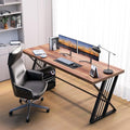 YOHKOH 59 Home Office Desk Extra-Wide 23.6 Workspace with 1.38IN Thick Top Heavy-Duty Z-Shaped Carbon Steel 10-Min 2-Person Assembly for Executive/Office/Home Study Walnut Brown