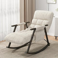 NIOIIKIT Nursery Rocking Chair Teddy Upholstered Rocker Chair with Adjustable Back&ampFootrest Reclining Glider Chair with Side Pocket Tufted Glider Rocker Armchair for Living Room (Beige Teddy)
