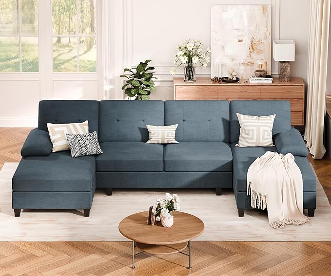 Vongrasig Sectional Couches for Living Room U-Shaped Sofa with Chaise 4-seat Large Sectional Modern Couch for Living Room Apartment (Gray)