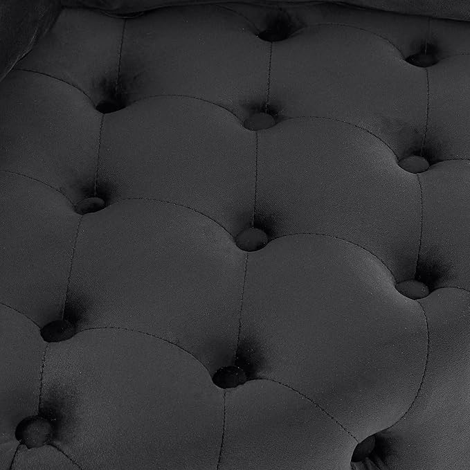 GDFStudio Velvet Swivel Accent Chair with Button Tufted Back Caster Wheels and 3 Matching Pillows Modern Upholstered Armchair for Living Room Home OfficeBlack