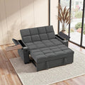65'' Convertible Sleeper Sofa BedExtra Thick Cushion Polka dot Velvet Pull Out Futon Couch with Storage handrails &amp Rotating Side TablesConvertible Sofa Couch for Living RoomRV (07dark gray)