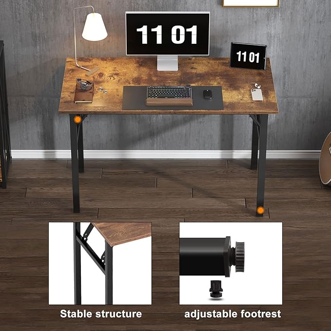 Need 47 inches Computer Desk Office Desk Folding Table with BIFMA Certification Computer Table Workstation Rustic Brown AC5FB-120