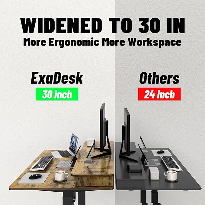 48 * 30 Inches Electric Standing Widened Desk Adjustable Height with 4 Drawers Double Storage Shelves Stand Up Desk Home Office Workstation Sit Stand up Desk (Rustic Brown)