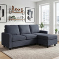 L Shaped CouchReversible Sofa with Linen FabricConvertible Sectional Sofa for Small Space Dark Grey