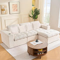 Modular Sectional Sofa 108 Cloud Sectional Couch with Deep Seat 3 Seat Modular Sofa Memory Foam Upholstered Boneless Couches for Living Room Bedroom No Assembly Required White