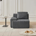 Modular Sectional Sofa with Movable Ottoman 1 Seat Deep Seat Couch with 1Pillow Comfy Cloud Sectional Sofa for Living Room Bedroom and Apartment (Grey 1 Left)