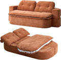 78.74 Convertible Sofa Bed Folding Loveseat Sleeper Sofa 2 in 1 Chenille Floor Couch Bed Foam Compressed Sofa with Pillows &amp Blanket for Living Room Apartment Studio Office (Brown)